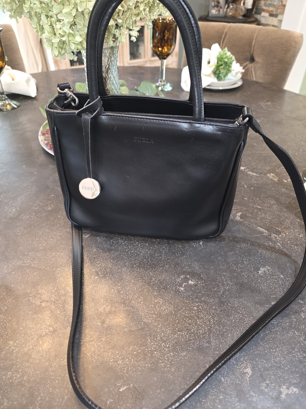 Furla Black Leather Satchel/Crossbody - Sleek Everyday Tote
